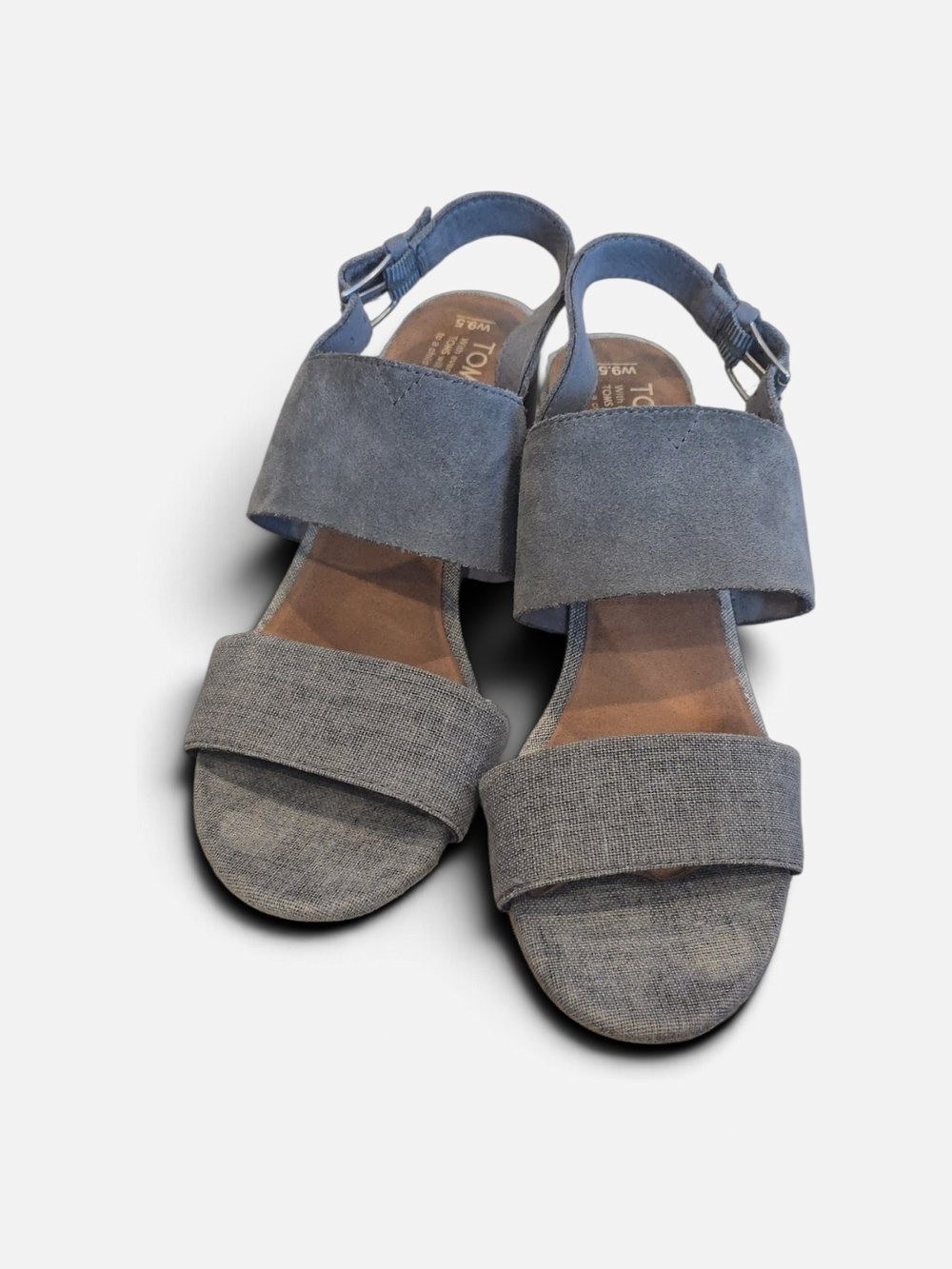 Toms Gray Suede Block Heel Sandal